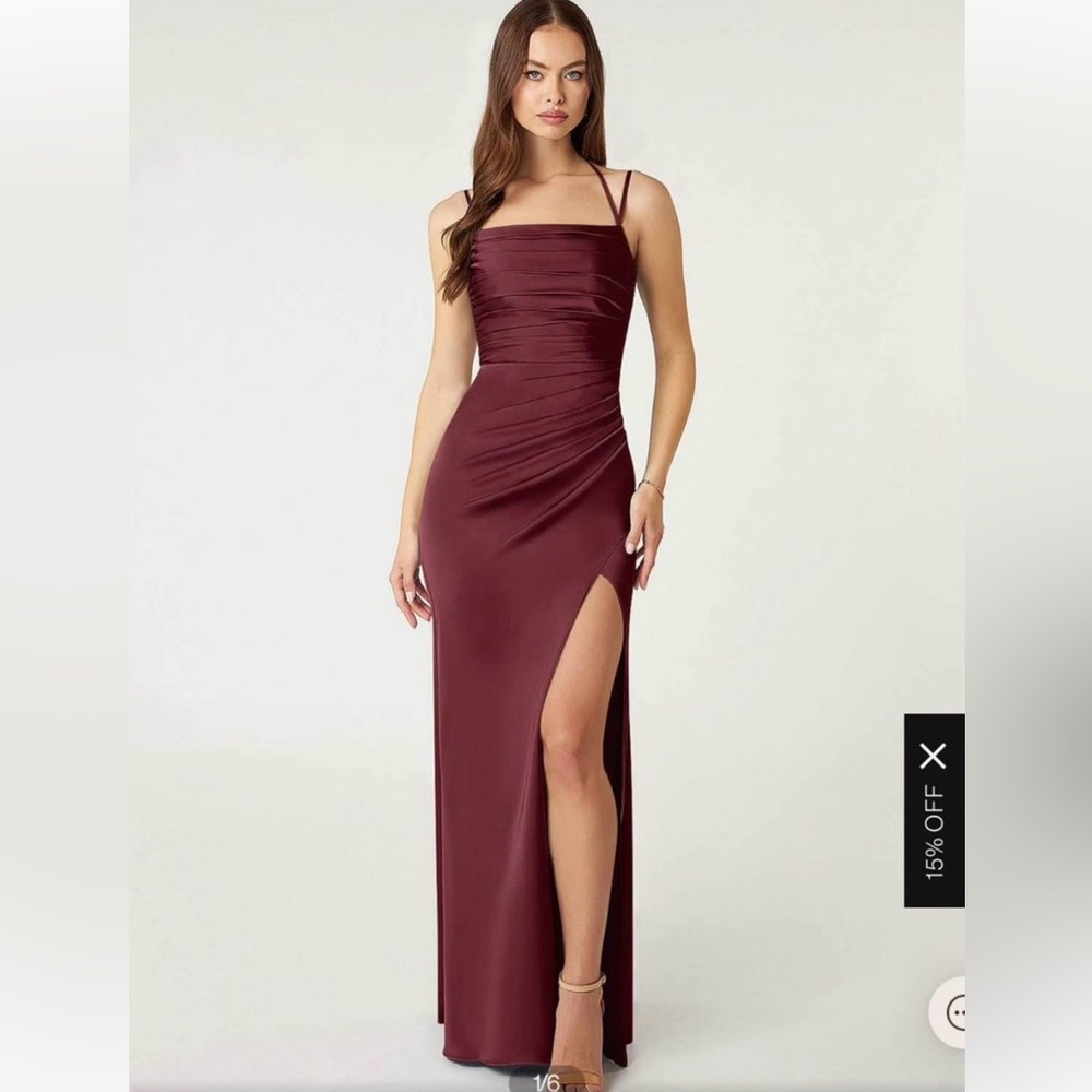 Azazie Burgundy Maxi Dress